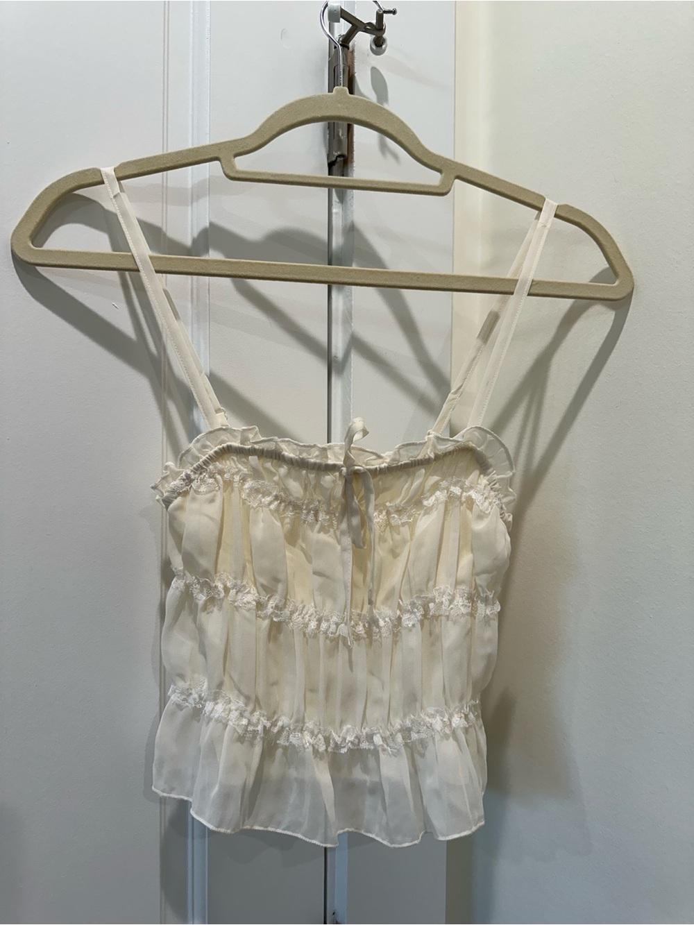 Marshalls Cream Ruffled Spaghetti Strap Camisole